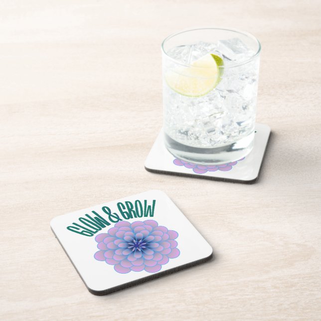 Personalised Glow & Grow Aesthetic Floral Quote Coaster (Right Side)