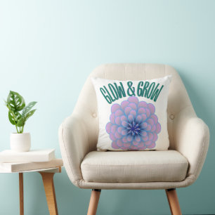 Personalised Glow & Grow Aesthetic Floral Quote Cushion
