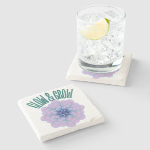 Personalised Glow & Grow Aesthetic Floral Quote Stone Coaster