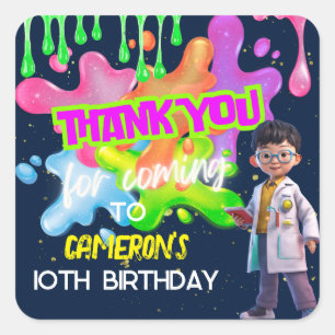 Personalised Glow Slime Science Party Favour Square Sticker