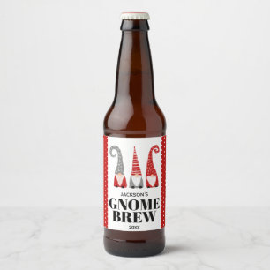 Personalised Gnome Brew  Christmas Swedish Gnomies Beer Bottle Label