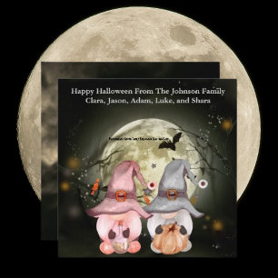 Personalised Gnome Family Halloween Greeting Card