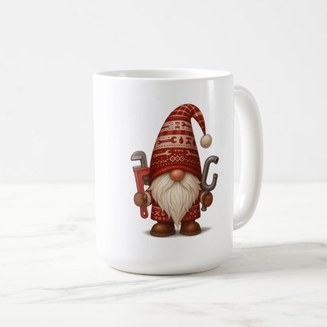 Personalised Gnome Plumber/Handyman Christmas Coffee Mug (Front Right)