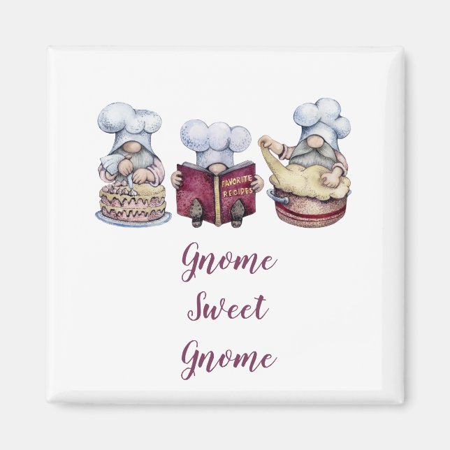 Personalised Gnome Sweet Gnome Baking Gnomes Magnet (Front)