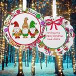 Personalised Gnomes and Christmas Candy Tree Decoration Card<br><div class="desc">An adorable Christmas ornament and gift tag that can be personalised. Cute hand drawn gnomes and Christmas candy,  snowmen and penguins. Colourful with red,  green and purple.</div>