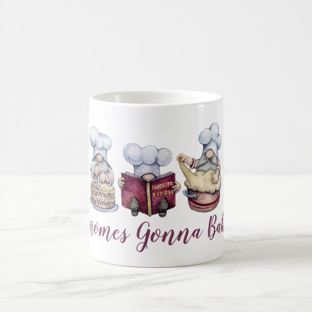 Personalised Gnomes Baking Cooking Cute Whimsical Coffee Mug (Center)