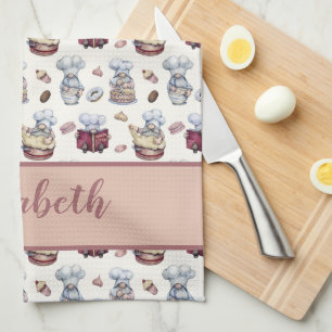 Personalised Gnomes Baking Cupcakes Doughnuts Tren Tea Towel