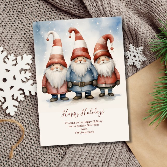 Personalised Gnomes Christmas Holiday Card (Gnomes Christmas Holiday Card. Digital or Printed)