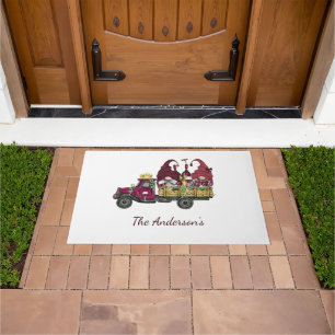 Personalised Gnomes in Wine Truck Whimsical Trendy Doormat