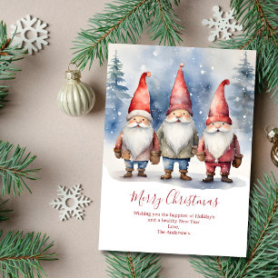 Personalised Gnomes Merry Christmas Cards