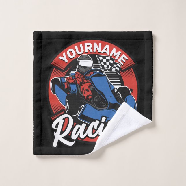 Personalised Go Kart Extreme Racing Karting Race  Bath Towel Set (Wash Cloth)