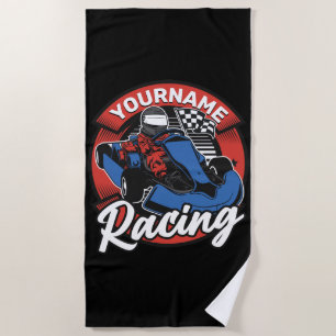 Personalised Go Kart Extreme Racing Karting Race Beach Towel