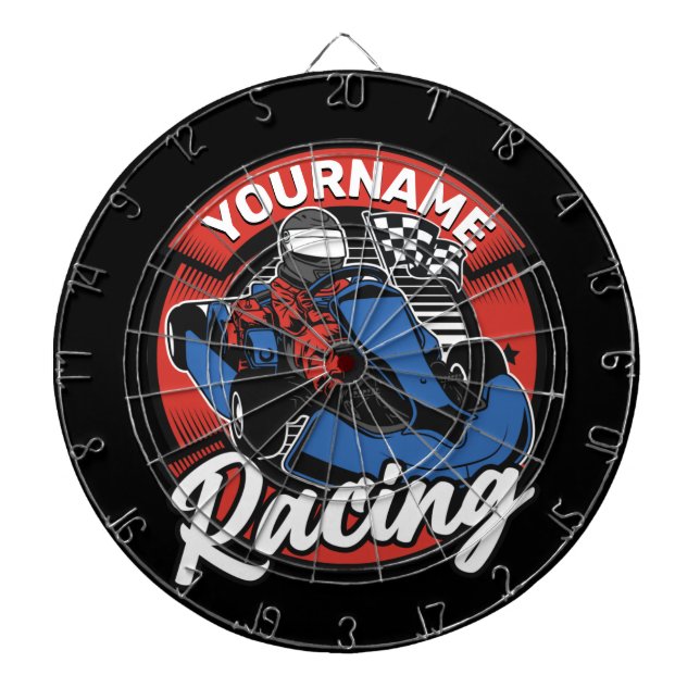 Personalised Go Kart Extreme Racing Karting Race Dartboard (Front)