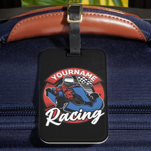 Personalised Go Kart Extreme Racing Karting Race  Luggage Tag (Front Insitu 2)