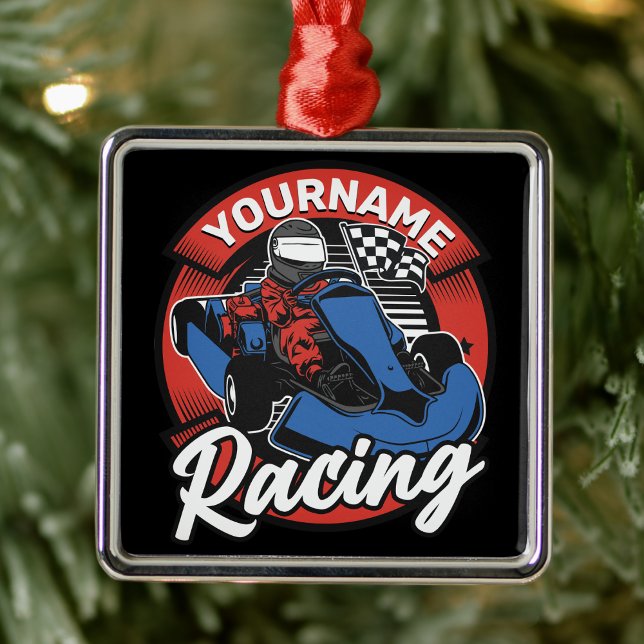 Personalised Go Kart Extreme Racing Karting Race  Metal Ornament (Creator Uploaded)