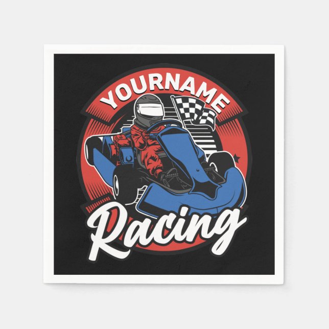 Personalised Go Kart Extreme Racing Karting Race Napkin (Front)