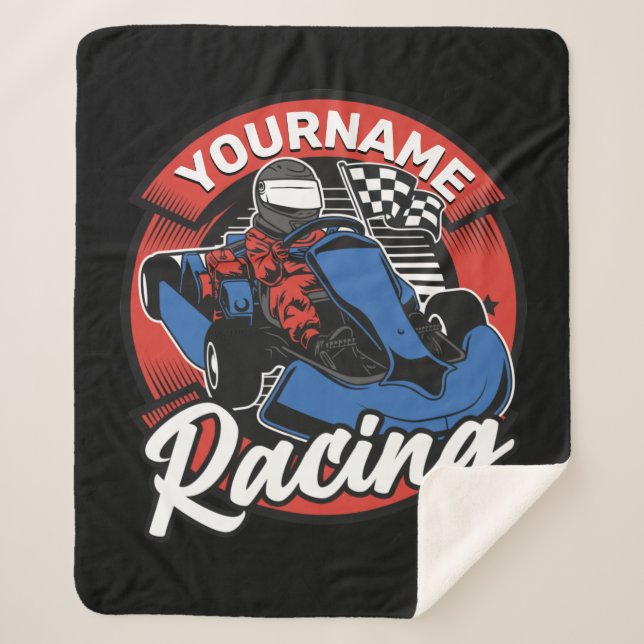 Personalised Go Kart Extreme Racing Karting Race  Sherpa Blanket (Front)