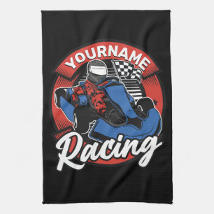 Personalised Go Kart Extreme Racing Karting Race Tea Towel
