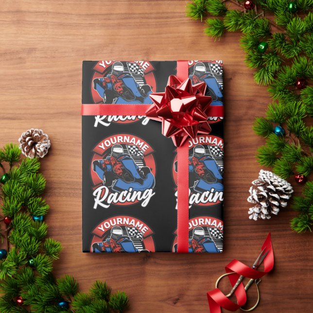 Personalised Go Kart Extreme Racing Karting Race  Wrapping Paper (Holiday Gift)