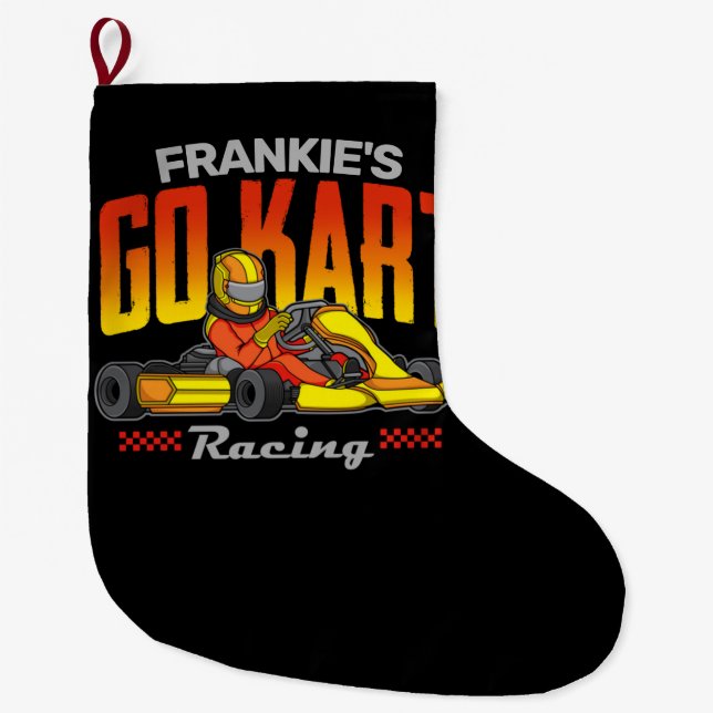 Personalised Go Kart Racing Motorsport Karting  Large Christmas Stocking (Front)