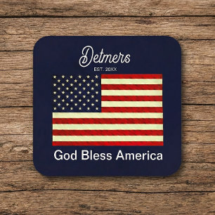 Personalised God Bless America Flag Coaster