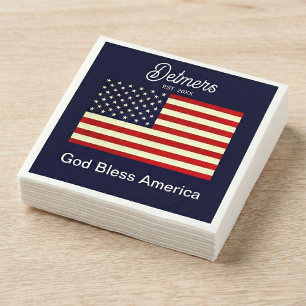 Personalised God Bless America Flag  Napkin