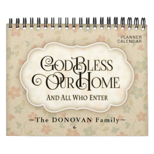 Personalised God Bless Home Family Gift Planner Calendar