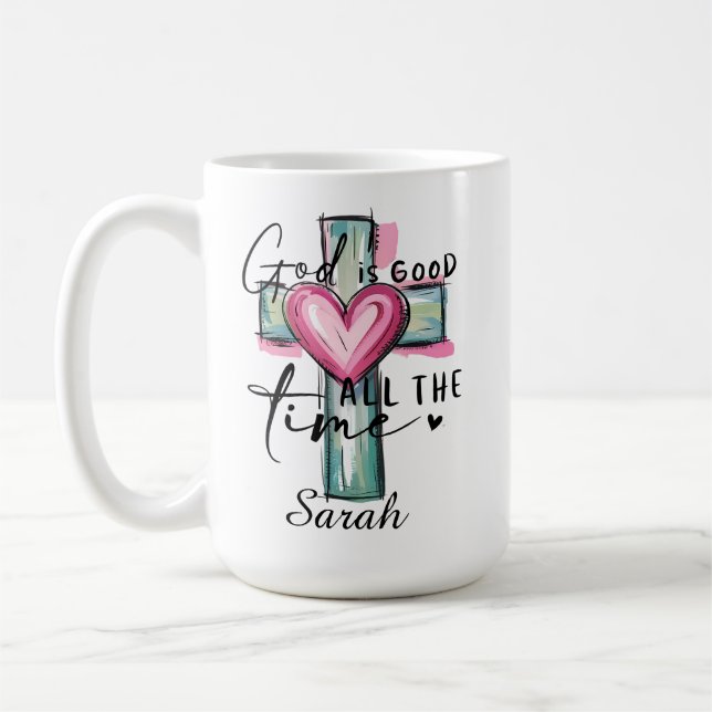 Personalised God is Good All the Time Coffee Mug (Left)