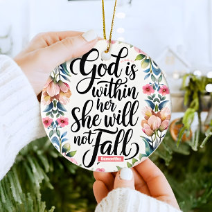 Personalised God is Within Her Christian Ceramic Ornament