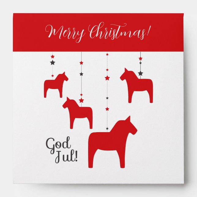 Personalised God jul! Christmas Dala Horse Envelope (Front)