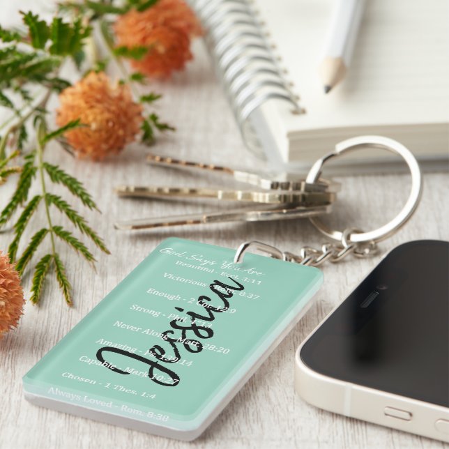 Personalised God says you are, scriptures Key Ring (Front Right)