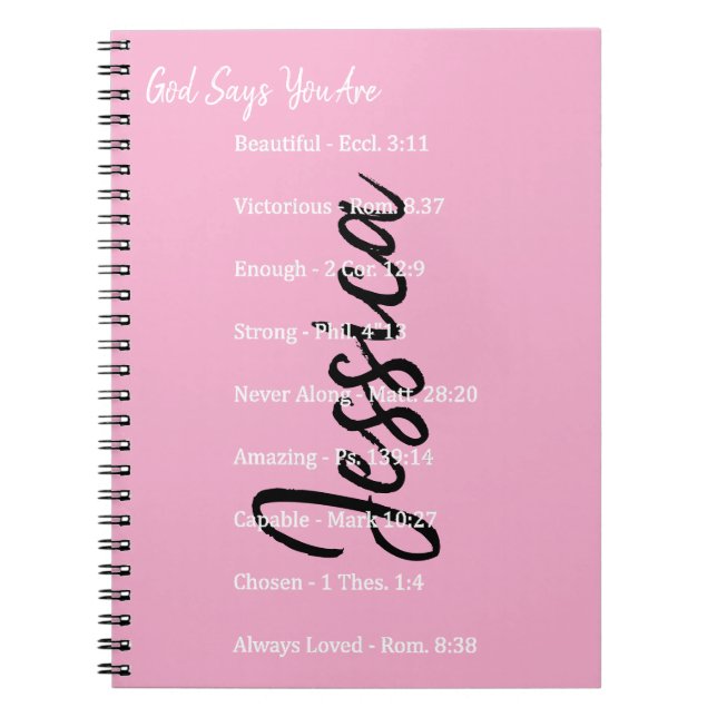 Personalised God says you are, scriptures Notebook (Front)