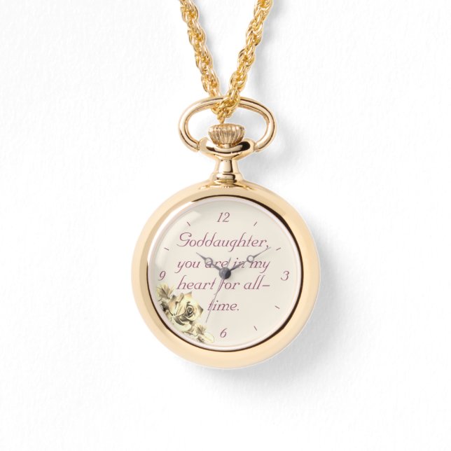 Personalised Goddaughter Necklace Watch (Front)