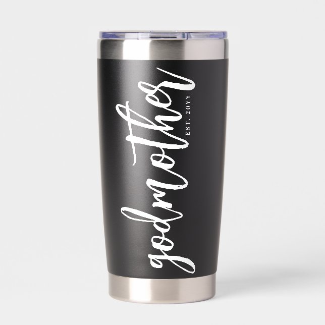 Personalised Godmother Brush Script Typography  Insulated Tumbler (Front)