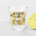 Personalised Gold 18th Birthday Shot Glass<br><div class="desc">Colourful confetti gold design custom personalised 18th birthday shot glasses with date and name. Personalised birthday gift idea.</div>
