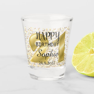 Personalised Gold 21st Birthday Custom Shot Glass