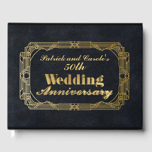 Personalised Gold 3D Wedding Anniversary Guest Book