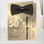 Personalised Gold 50th Birthday Card For Him<br><div class="desc">Custom personalised gold themed 50th birthday greeting card idea for him. Great idea for Dad,  husband or boyfriend.</div>