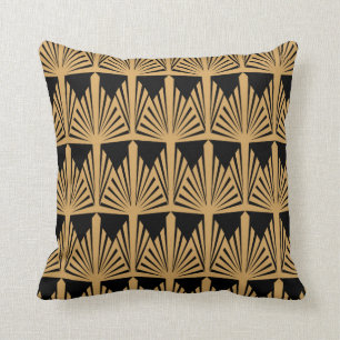 Personalised Gold and Black Art Deco Pattern Cushion