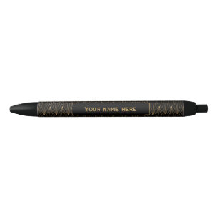 Personalised Gold and Black Art Deco Pattern Ink Pen
