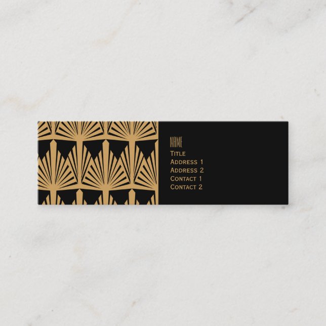 Personalised Gold and Black Art Deco Pattern Mini Business Card (Front)