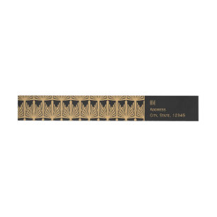 Personalised Gold and Black Art Deco Pattern Wrap Around Label