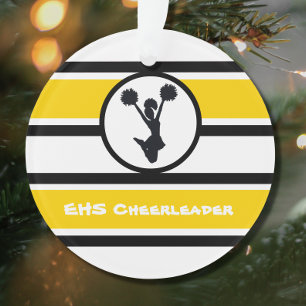 Personalised Gold and Black Cheerleader Ornament