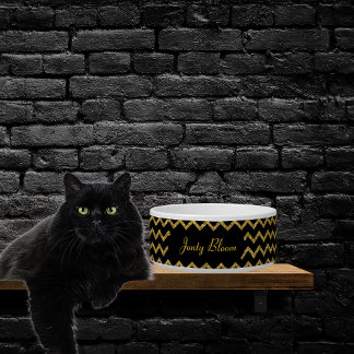 Personalised Gold And Black Chevron Glitter Pet