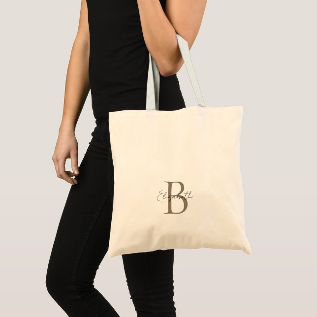 Personalised Gold and Black Monogram Bridesmaid Tote Bag (Front (Product))