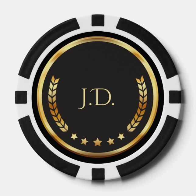 Personalised Gold and Black Poker Chips (Front)