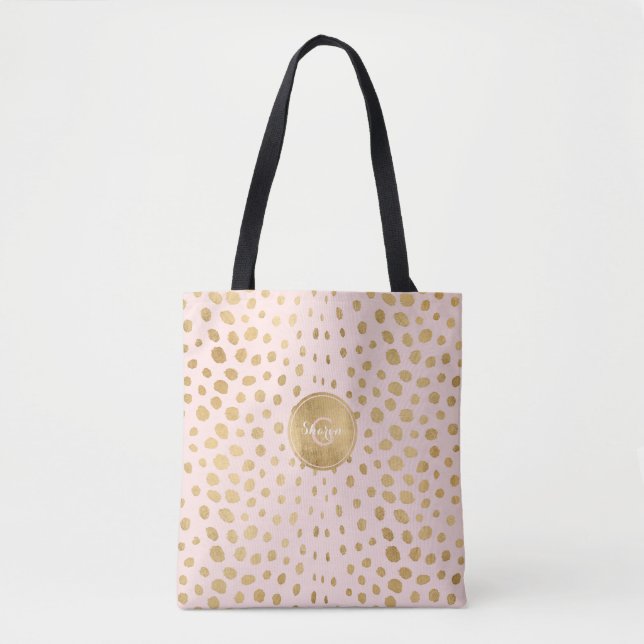 Personalised Gold And Blush Cheetah Animal Print Tote Bag (Front)