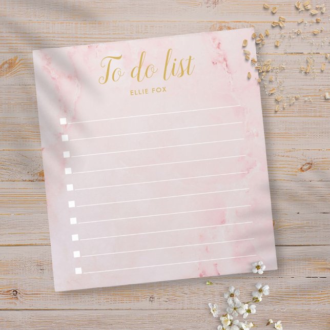Personalised Gold and Blush Pink Marble To-Do List Notepad (Creator Uploaded)