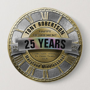 Personalised Gold and Silver Retirement Button