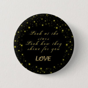 Personalised Gold and sparkles stars on black  6 Cm Round Badge